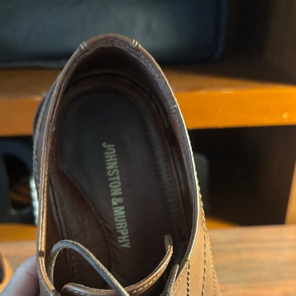 Johnston & Murphy Tan Leather Oxford Dress Shoes - Picture 8 of 11